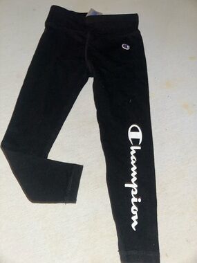 Kids Size 3T Champion Black Kids Leggings with White Script Logo
